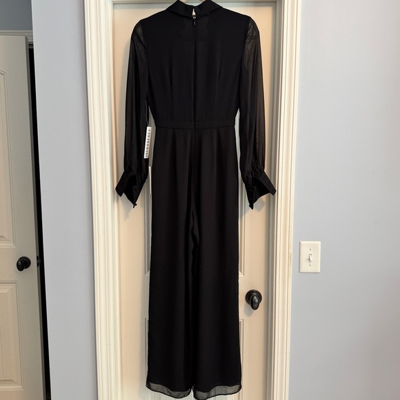 NEW Jay Godfrey 0 Black Sheer Sleeve Wide Leg Jumpsuit ~ Classic Capsule - Picture 3 of 9
